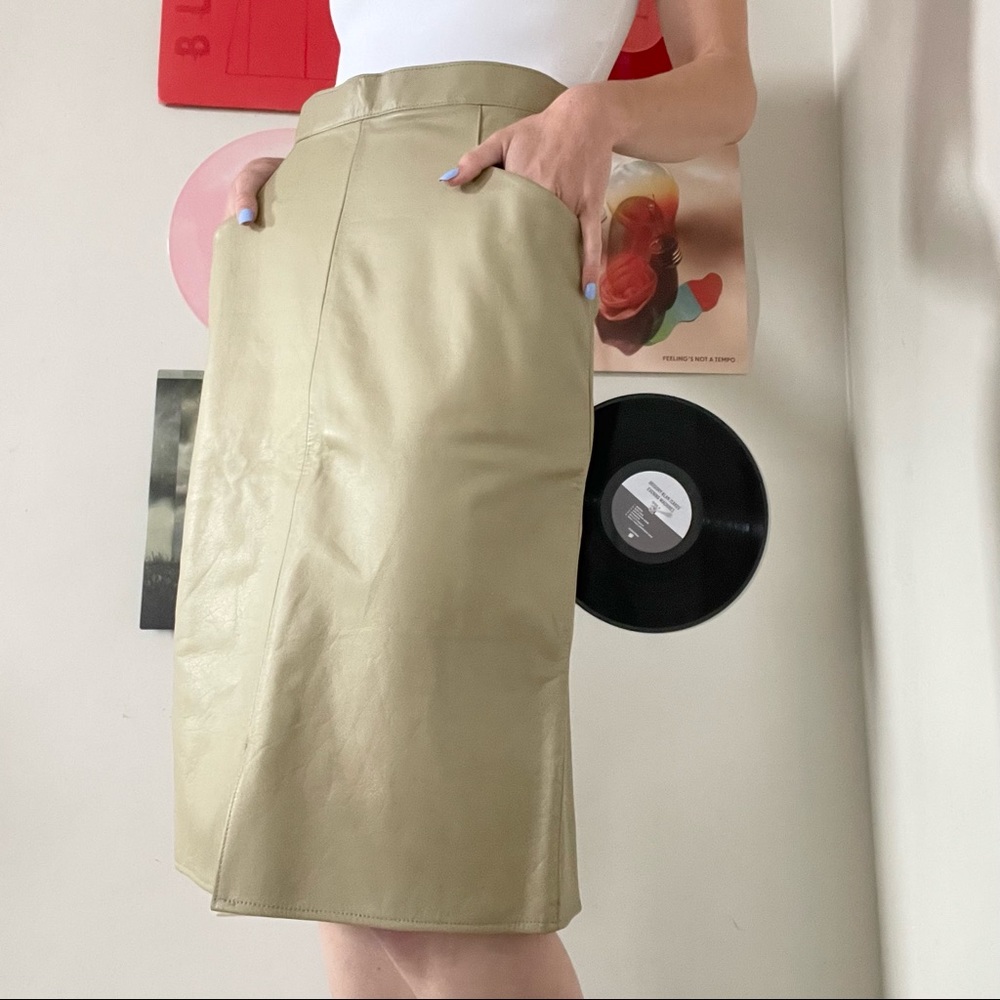 vintage leather midi skirt